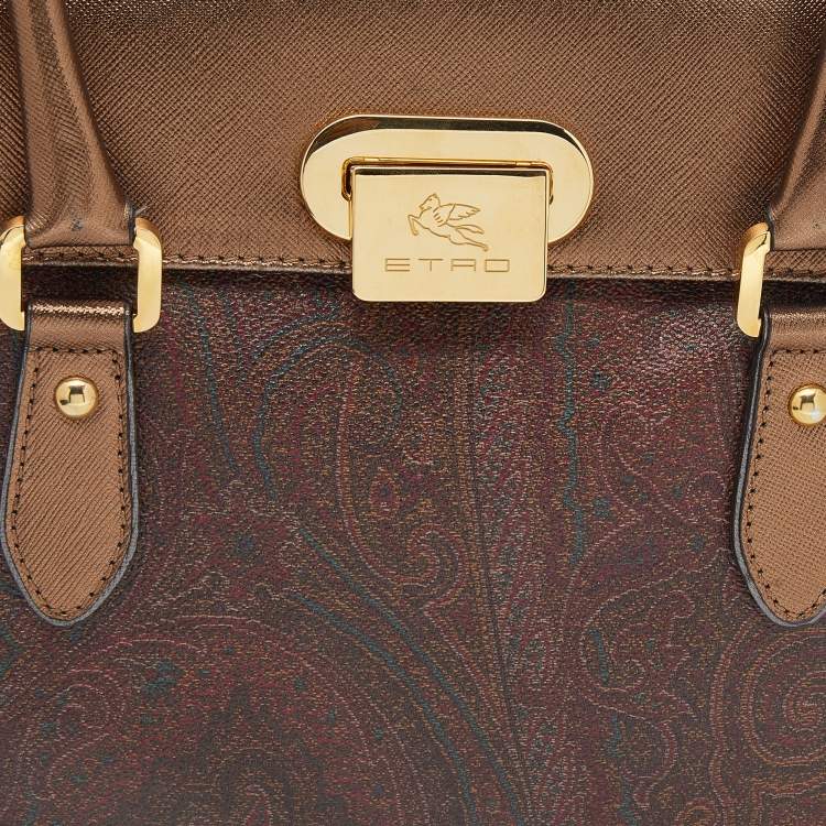Pre Owned Etro Multicolor Paisley Print Coated Canvas and Leather Satchel
