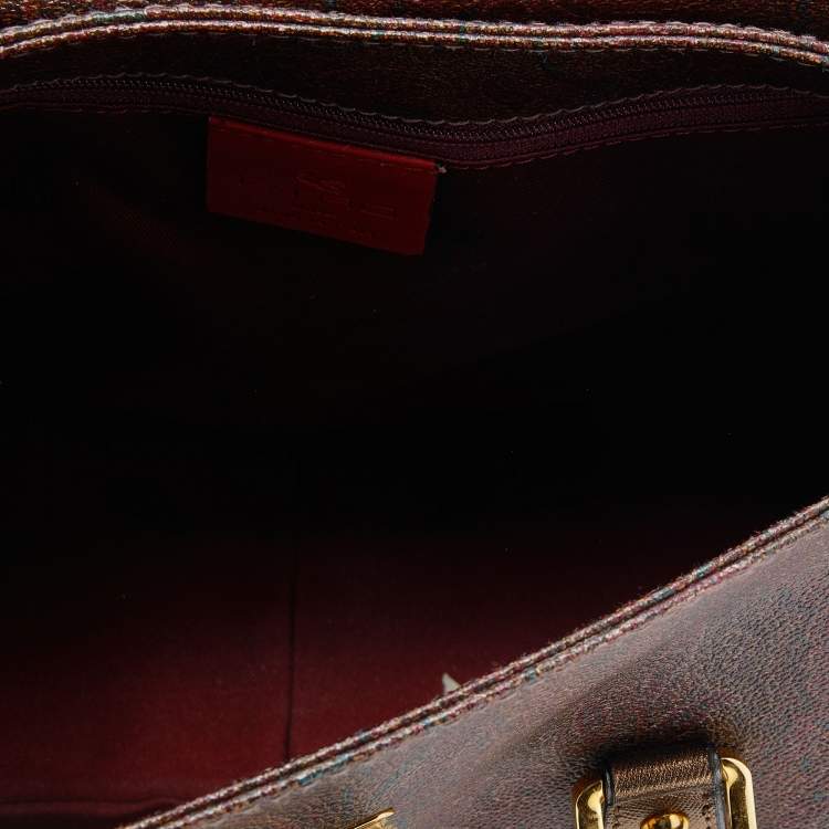 Pre Owned Etro Multicolor Paisley Print Coated Canvas and Leather Satchel