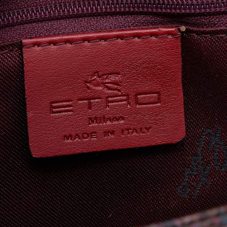 Pre Owned Etro Multicolor Paisley Print Coated Canvas and Leather Satchel