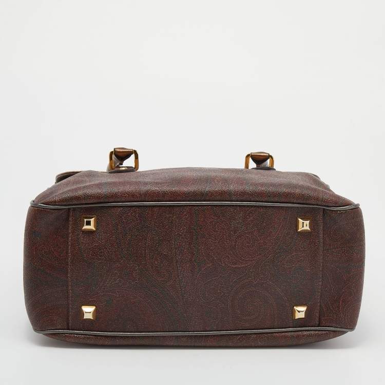 Pre Owned Etro Multicolor Paisley Print Coated Canvas and Leather Satchel