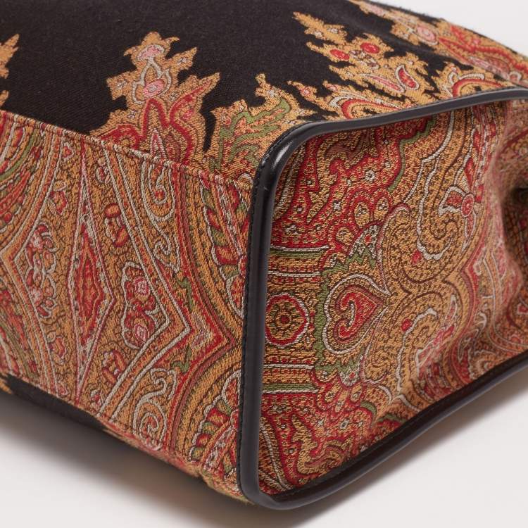Pre Owned Etro Black Canvas Jacquard Tote