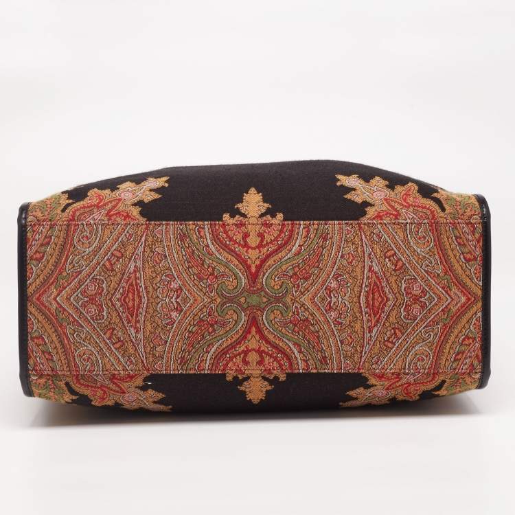 Pre Owned Etro Black Canvas Jacquard Tote