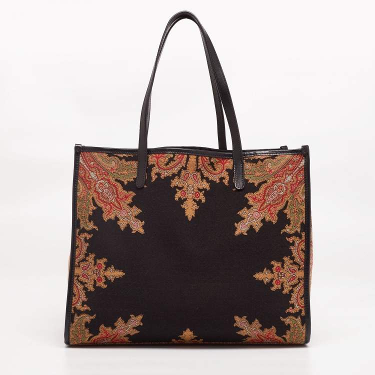 Pre Owned Etro Black Canvas Jacquard Tote