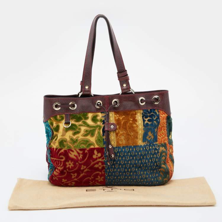 Pre Owned Etro Multicolor Floral Velvet Tote