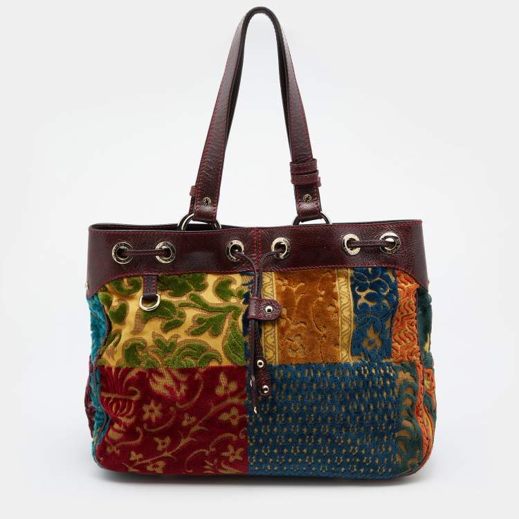 Pre Owned Etro Multicolor Floral Velvet Tote