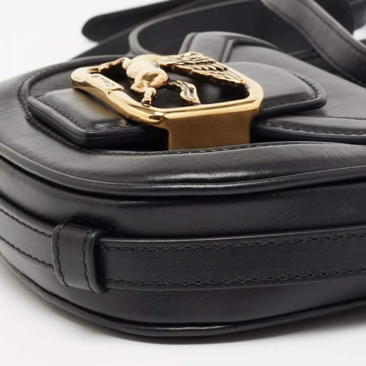 Pre Owned Etro Black Leather Flap Crossbody Bag