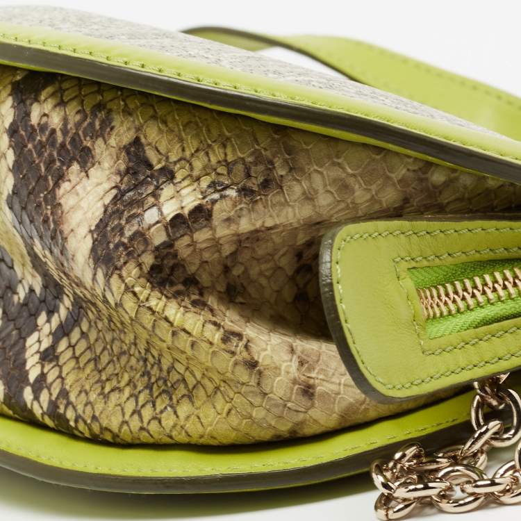 Pre Owned Etro Green Paisley Print Coated Canvas and Leather Crossbody Bag