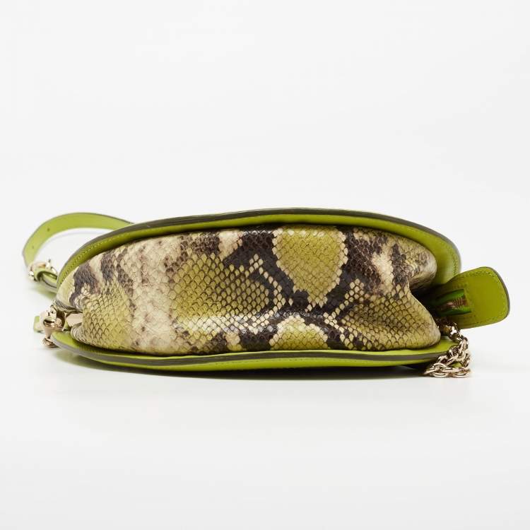 Pre Owned Etro Green Paisley Print Coated Canvas and Leather Crossbody Bag