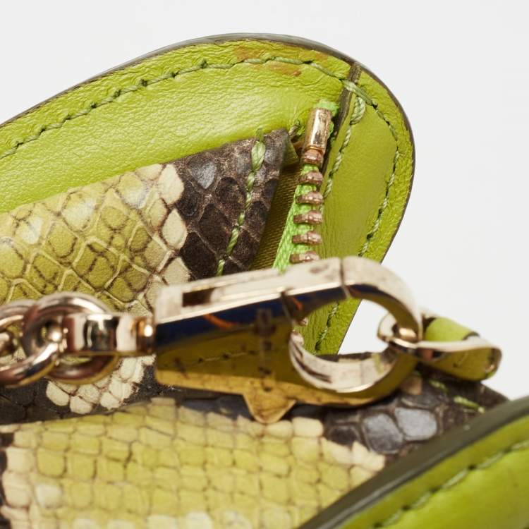 Pre Owned Etro Green Paisley Print Coated Canvas and Leather Crossbody Bag