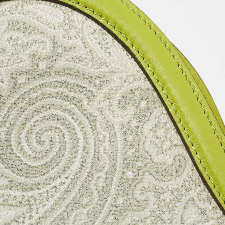 Pre Owned Etro Green Paisley Print Coated Canvas and Leather Crossbody Bag