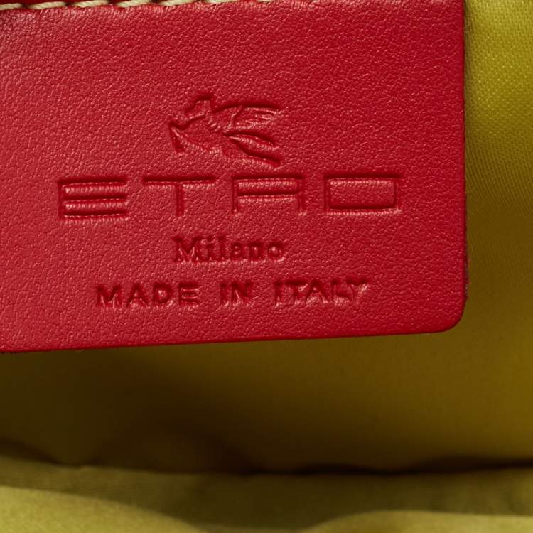 Pre Owned Etro Green Paisley Print Coated Canvas and Leather Crossbody Bag