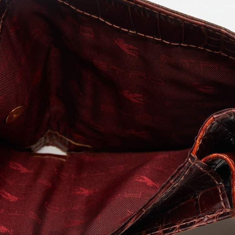 Pre Owned Etro Brown Paisley Printed Coated Canvas Compact Wallet