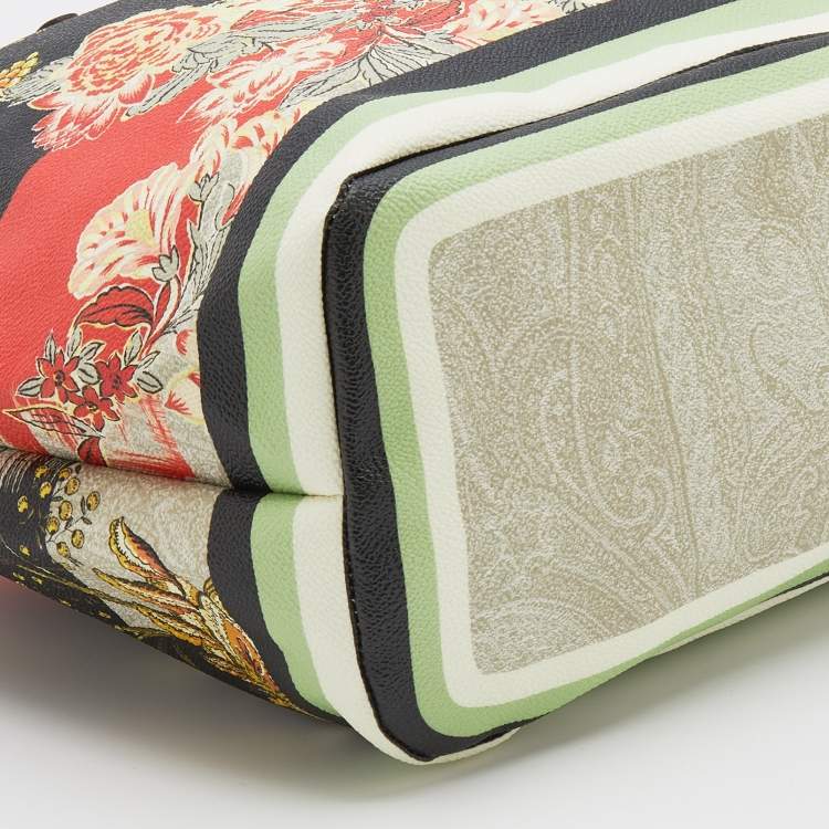 Pre Owned Etro Multicolor Paisley Print Coated Canvas and Leather Shopper Tote