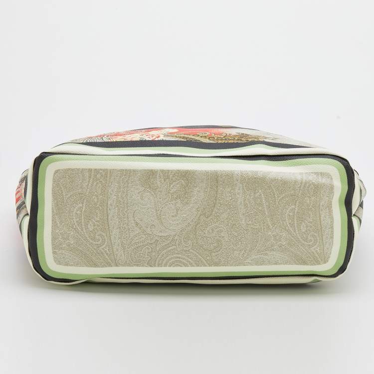 Pre Owned Etro Multicolor Paisley Print Coated Canvas and Leather Shopper Tote