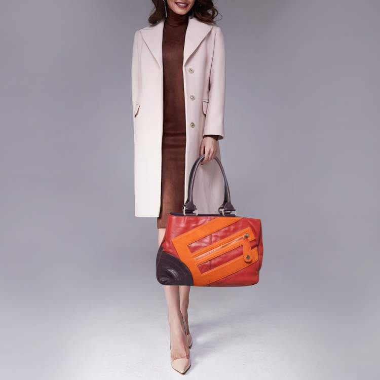 Pre Owned Etro Multicolor Leather And Goat Hair Top Zip Satchel