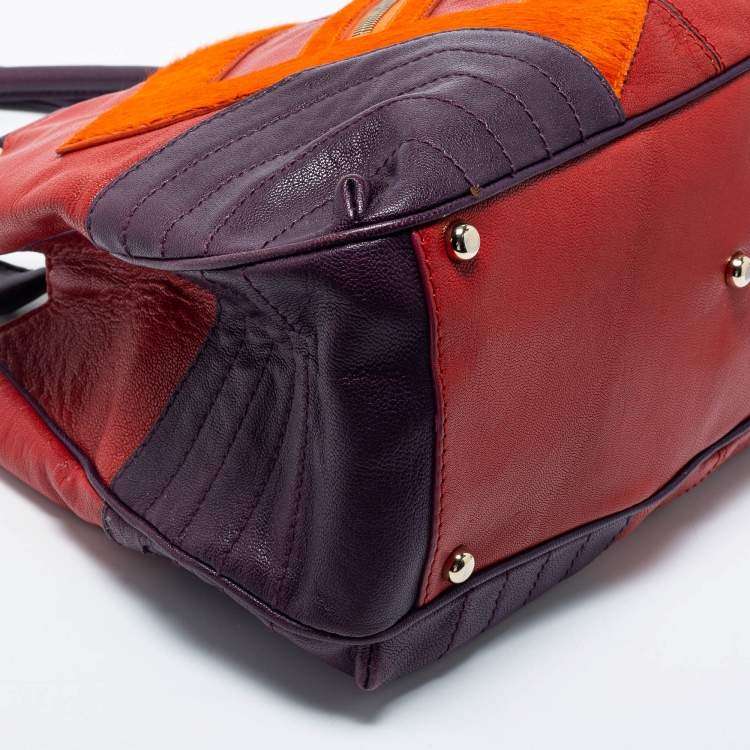 Pre Owned Etro Multicolor Leather And Goat Hair Top Zip Satchel