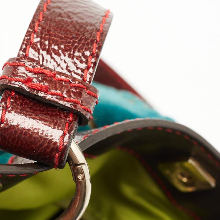 Pre Owned Etro Multicolor Paisley Velvet  and Patent Leather Shoulder Bag 