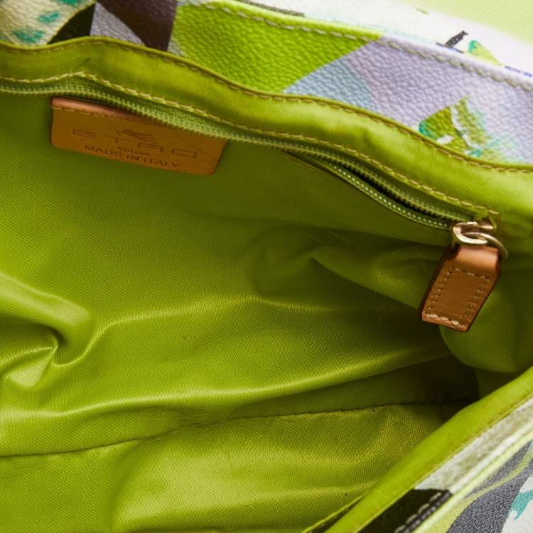 Pre Owned Etro Multicolor Paisley Printed Coated Canvas and Leather Flap Shoulder Bag