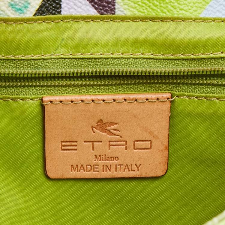 Pre Owned Etro Multicolor Paisley Printed Coated Canvas and Leather Flap Shoulder Bag