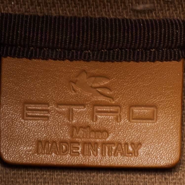 Pre Owned Etro Brown Paisley Printed Coated Canvas and Leather Drawstring Bucket Bag