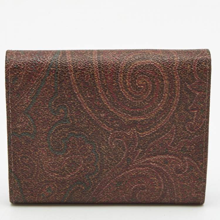Pre Owned Etro Multicolor Paisley Printed Coated Canvas Trifold Compact Wallet
