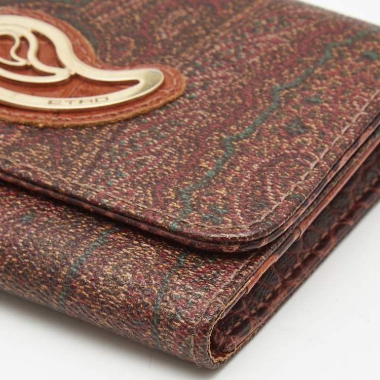 Pre Owned Etro Multicolor Paisley Printed Coated Canvas Trifold Compact Wallet