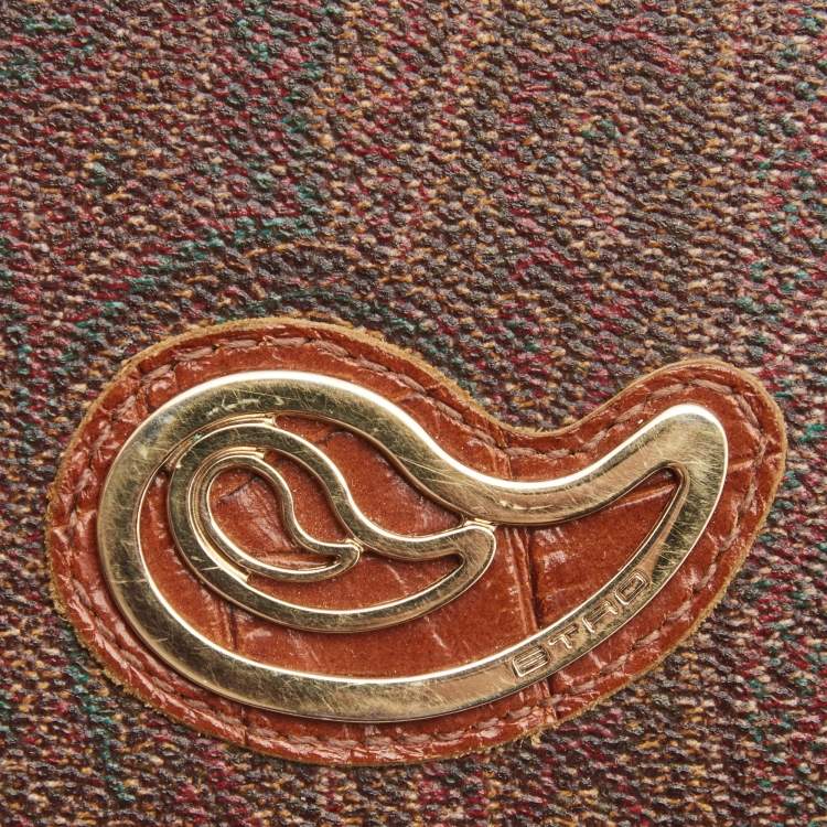 Pre Owned Etro Multicolor Paisley Printed Coated Canvas Trifold Compact Wallet