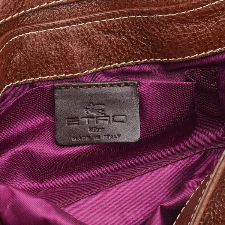 Pre Owned Etro Multicolor Leather and Calfhair Feather Flap Baguette Bag