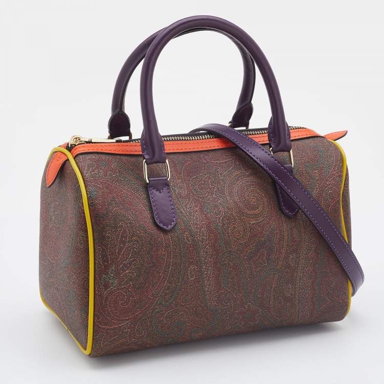 Pre Owned Etro Multicolour Paisley Print Coated Canvas and Leather Bowler Bag