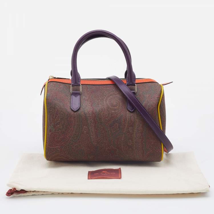 Pre Owned Etro Multicolour Paisley Print Coated Canvas and Leather Bowler Bag