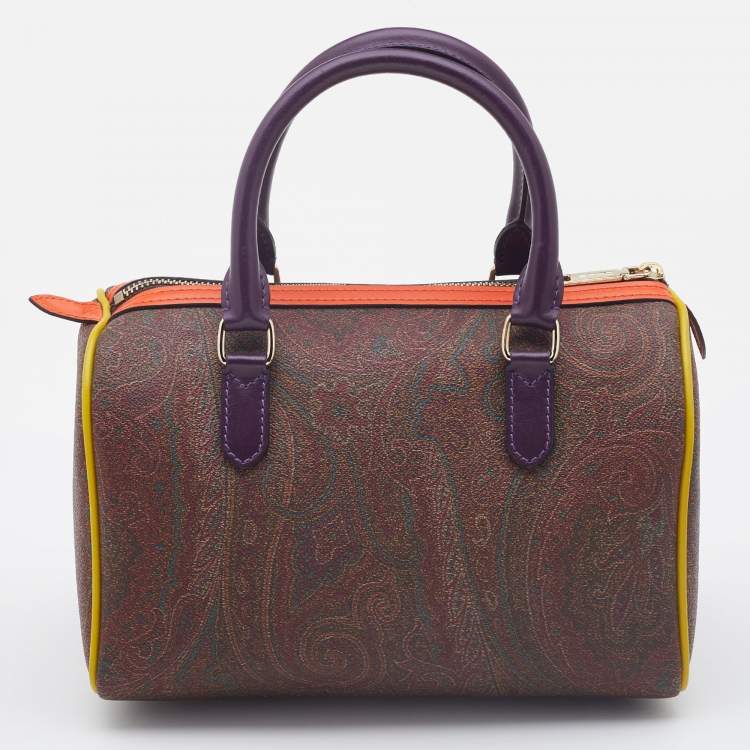 Pre Owned Etro Multicolour Paisley Print Coated Canvas and Leather Bowler Bag