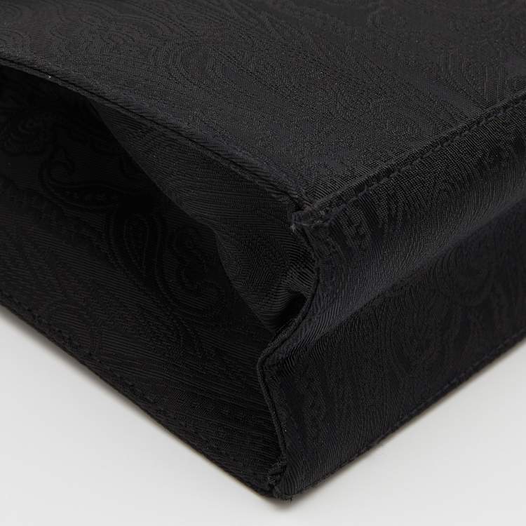 Pre Owned Etro Black Paisley Print Nylon Frame Clutch Bag