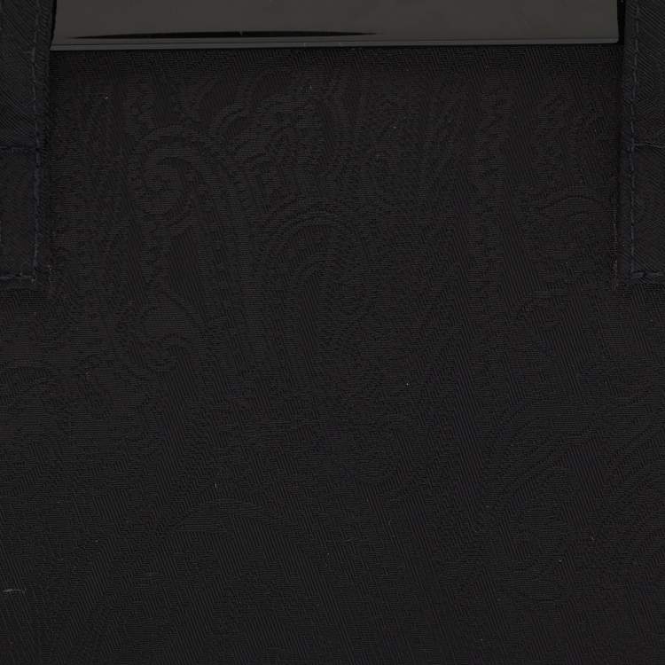 Pre Owned Etro Black Paisley Print Nylon Frame Clutch Bag