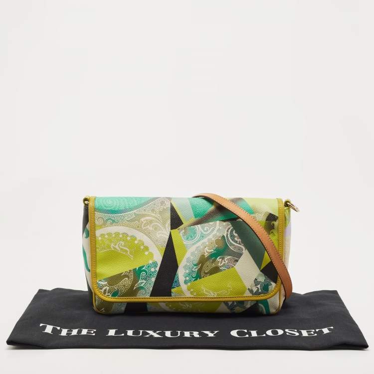 Pre Owned Etro Multicolor Paisley Coated Canvas and Leather Shoulder Bag