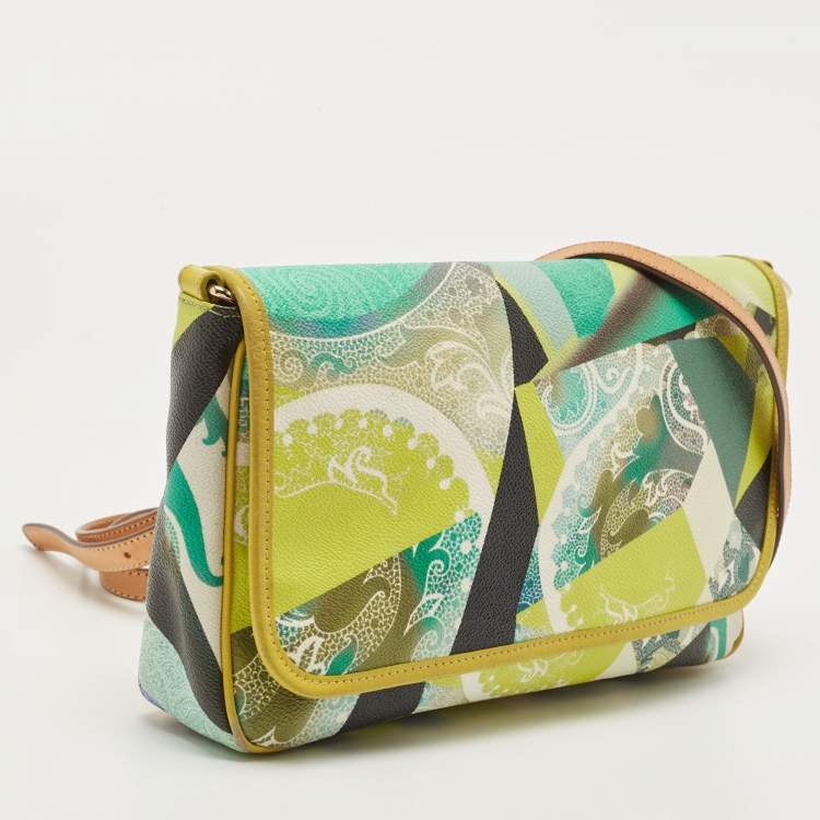 Pre Owned Etro Multicolor Paisley Coated Canvas and Leather Shoulder Bag