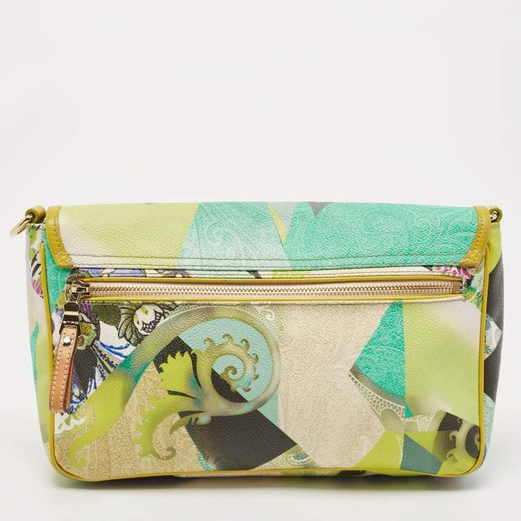 Pre Owned Etro Multicolor Paisley Coated Canvas and Leather Shoulder Bag
