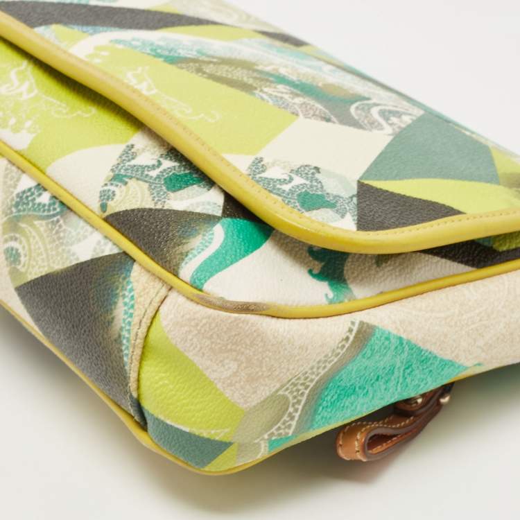 Pre Owned Etro Multicolor Paisley Coated Canvas and Leather Shoulder Bag