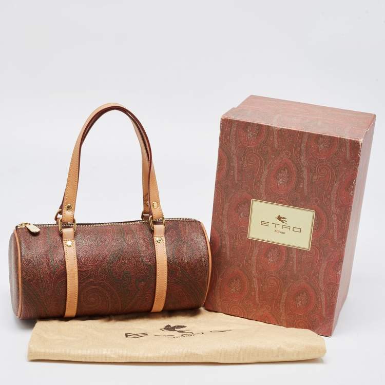 Pre Owned Etro Multicolor Paisley Print Coated Canvas and Leather Barrel Bag