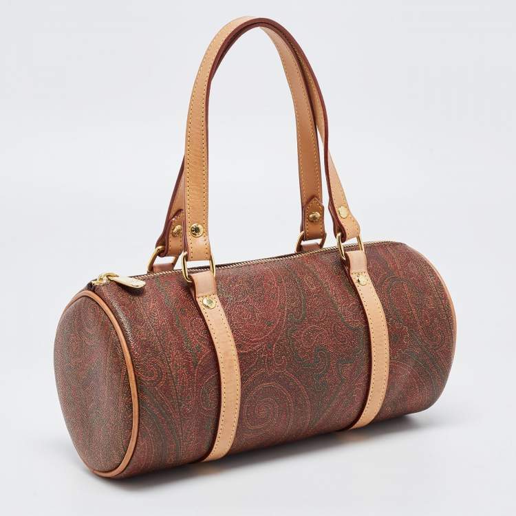 Pre Owned Etro Multicolor Paisley Print Coated Canvas and Leather Barrel Bag