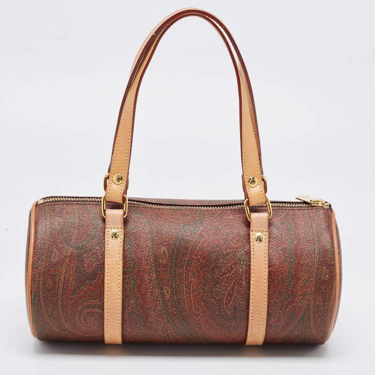 Pre Owned Etro Multicolor Paisley Print Coated Canvas and Leather Barrel Bag