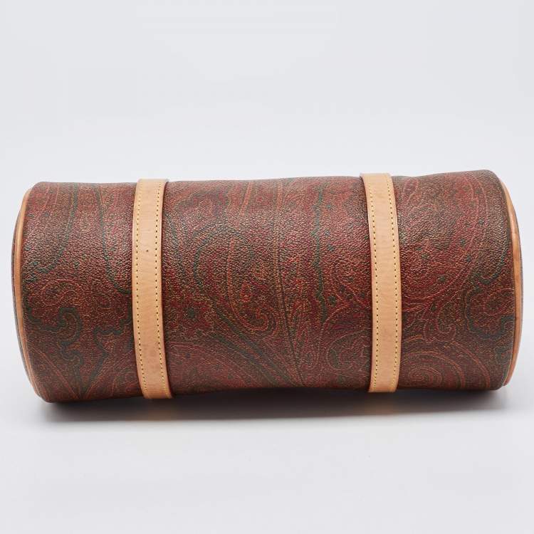 Pre Owned Etro Multicolor Paisley Print Coated Canvas and Leather Barrel Bag
