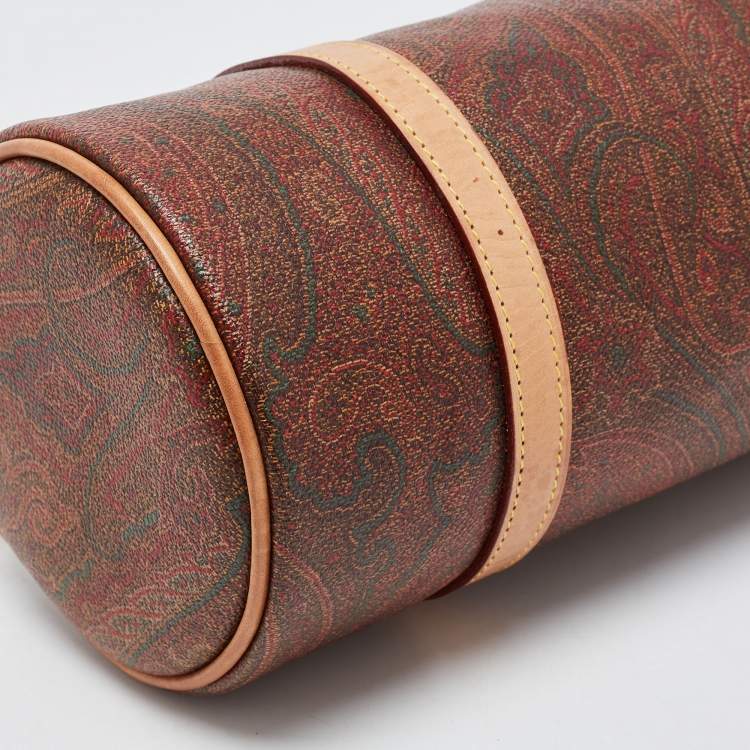 Pre Owned Etro Multicolor Paisley Print Coated Canvas and Leather Barrel Bag