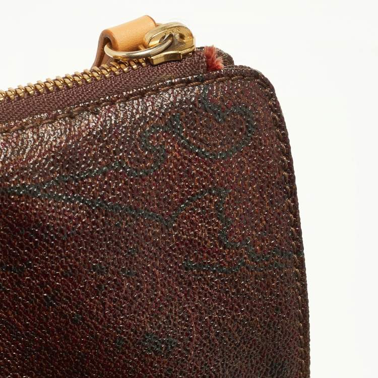 Pre Owned Etro Brown/Tan Paisley Coated Canvas and Leather Tote