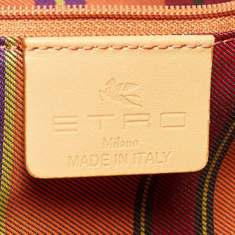 Pre Owned Etro Brown/Tan Paisley Coated Canvas and Leather Tote