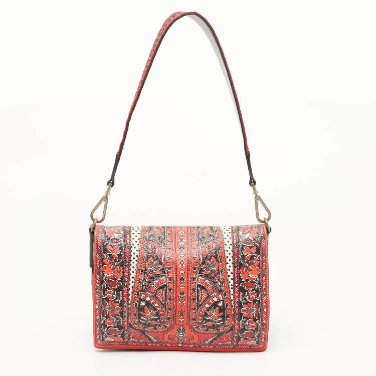 Pre Owned Etro Multicolor Printed Leather Crossbody Bag