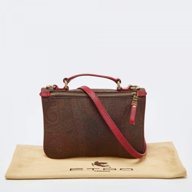 Pre Owned Etro Multicolor Paisley Print Coated Canvas and Leather Top Handle Bag
