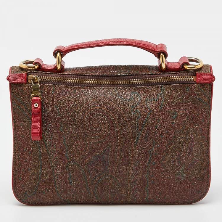 Pre Owned Etro Multicolor Paisley Print Coated Canvas and Leather Top Handle Bag