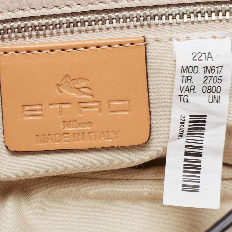 Pre Owned Etro Beige Leather Eylet Flap Shoulder Bag