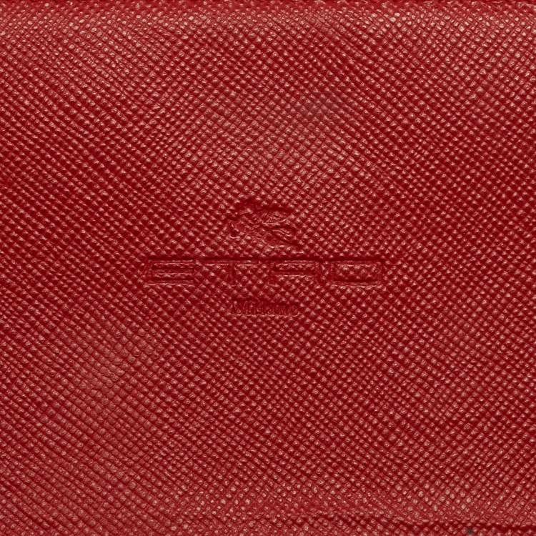 Pre Owned Etro Brown Paisley Print Coated Canvas Trifold Continental Wallet