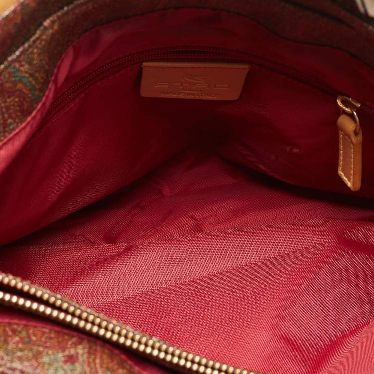 Pre Owned Etro Multicolor Paisley Print Coated Canvas and Leather Tote